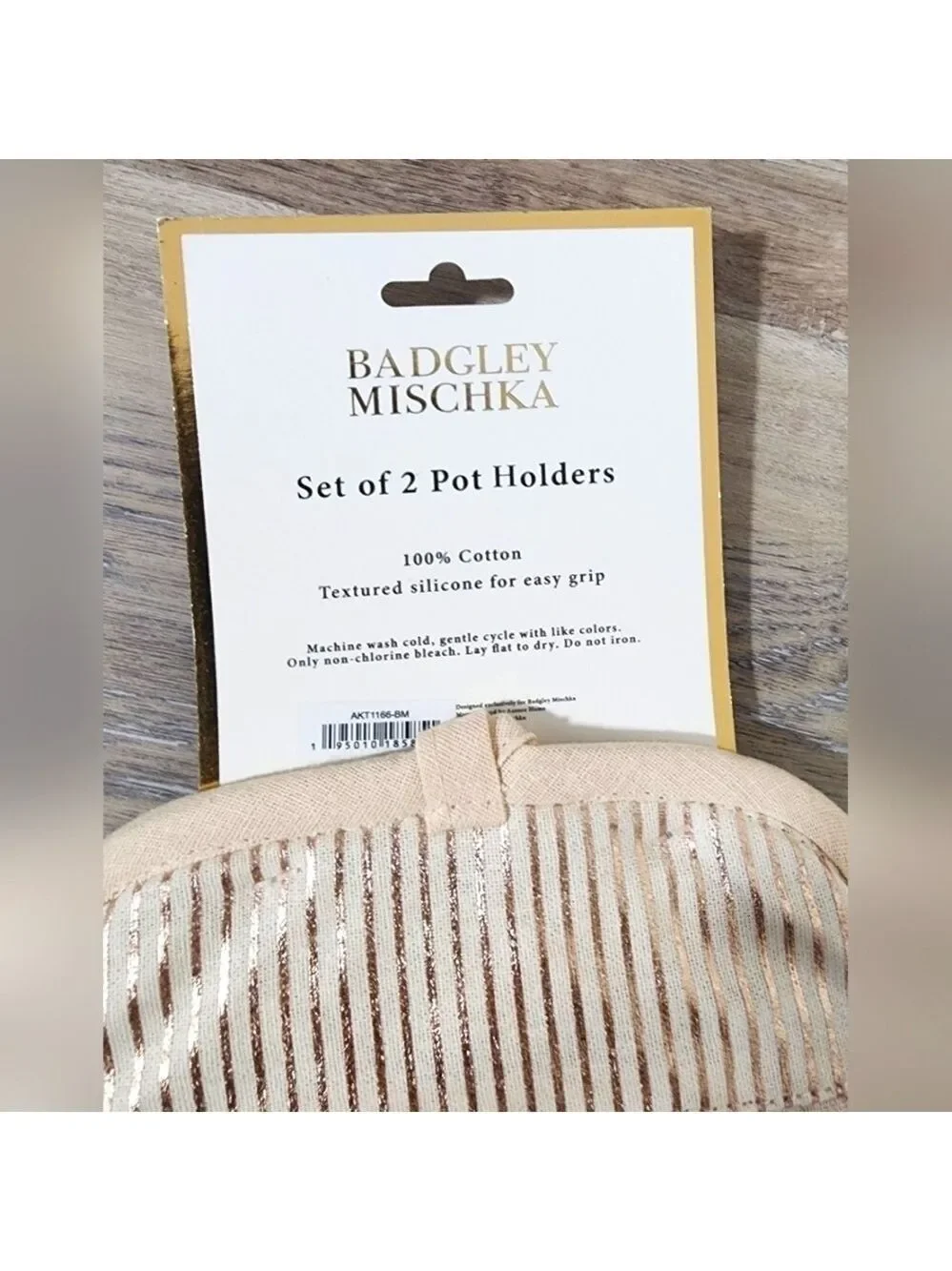 Badgley Mischka Two Sets of Two Pot Holders with Silicone - New With Tags